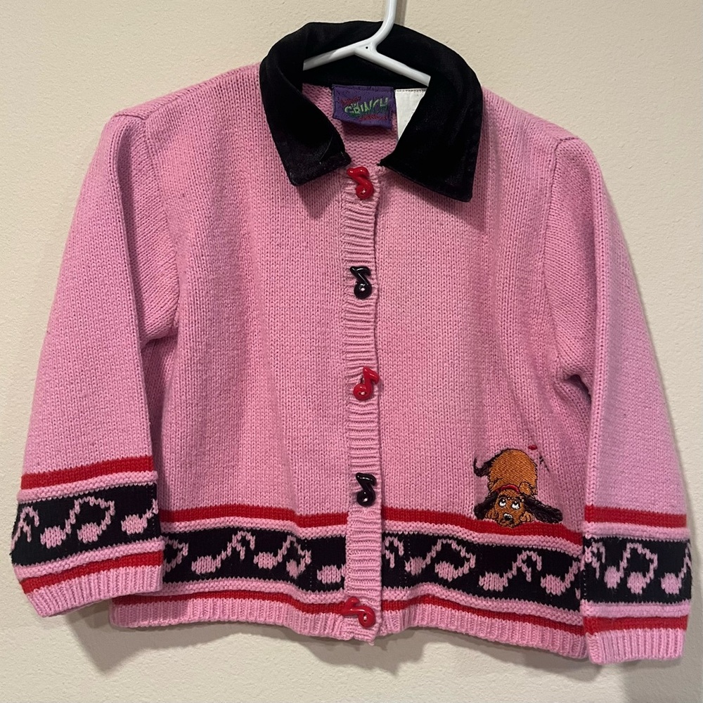 Vintage Y2K Grinch Button Up Sweater Girls Youth Size 4T